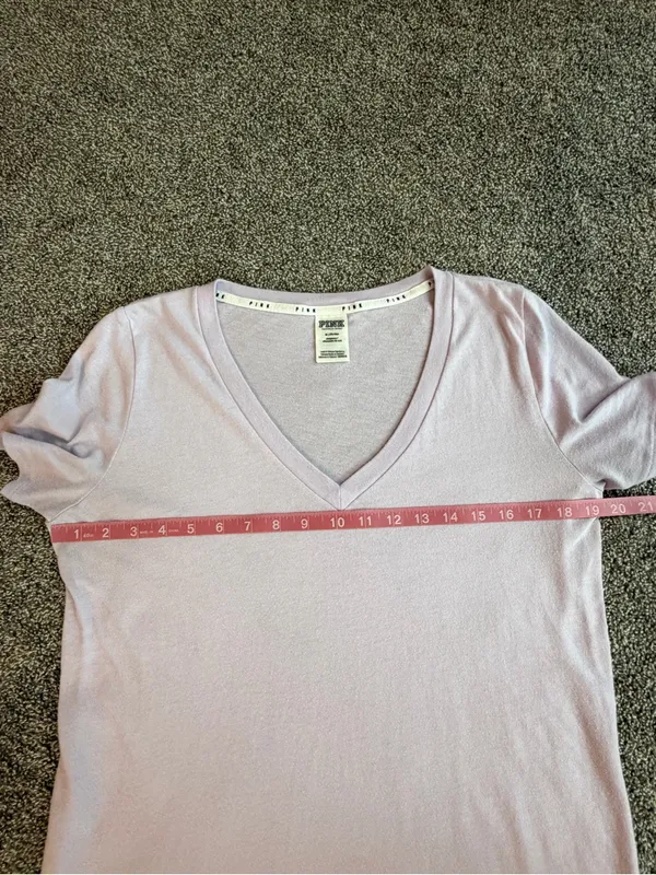 Victoria’s Secret PINK Lavender V-Neck Sleep Tee Shirt Dog Logo Medium - Image 3