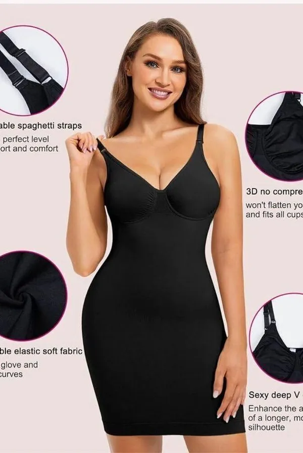 NEW Underwire Shapewear Dress Full Slip Tummy Control L - Image 2