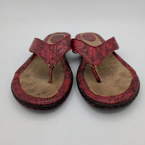 b.o.c. Born Concept Womens‎ Red Snakeskin Print Thong Flip Flop Sandals 8 Cat284 - Image 3