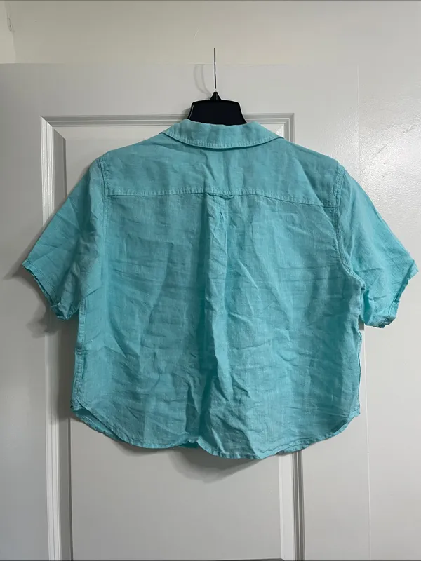 Talbots Linen Classic-Collar Short-Sleeve Shirt Size Large - Image 2