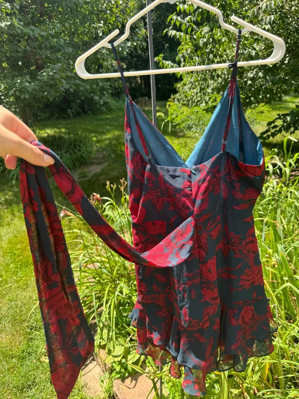 Selfie Leslie Red Floral Wrap Dress - Image 3