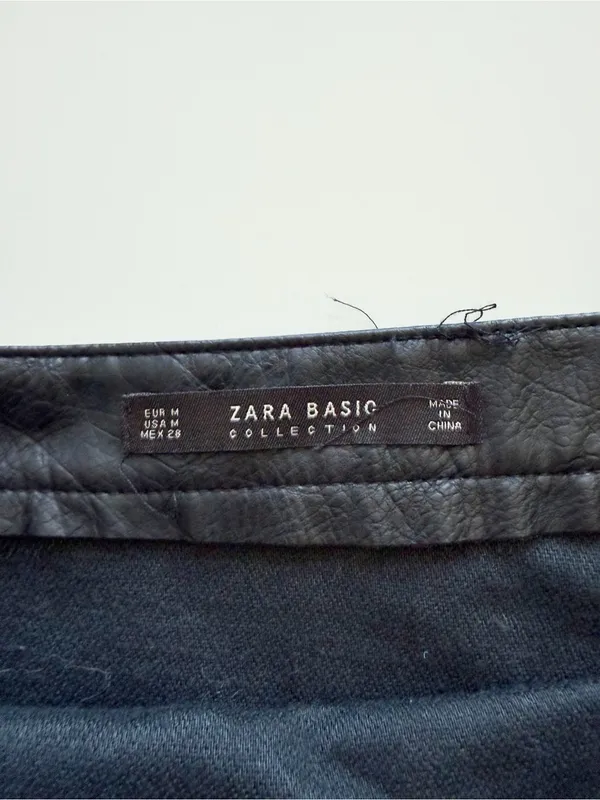 Zara Faux Leather Black Mini Skirt Size Medium - Image 2