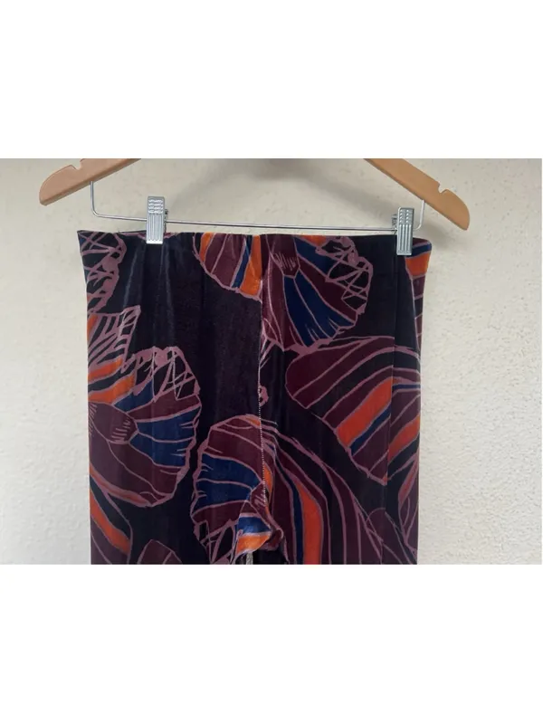 Free People Float Away Velvet Crush Flare Pants Size Small Boho Tropical Retro - Image 5