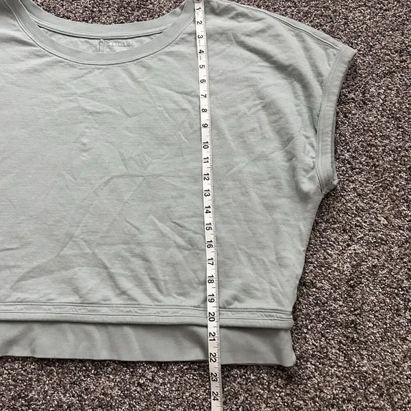 Athleta Sundown Shirred Tee Pale Green Pullover Short Sleeve Sweatshirt XL - Image 11