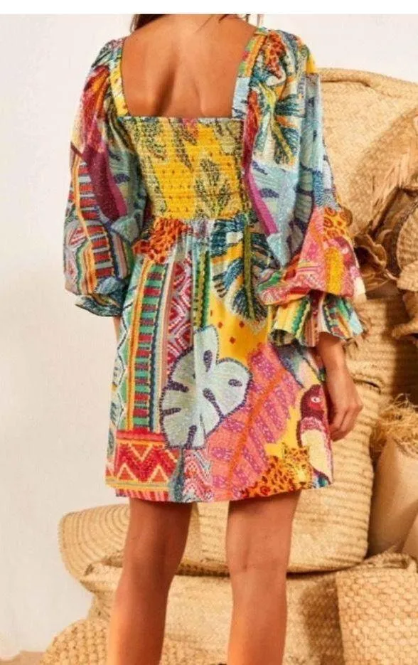 Farm Rio Summer Tapestry Mini Dress - Image 3