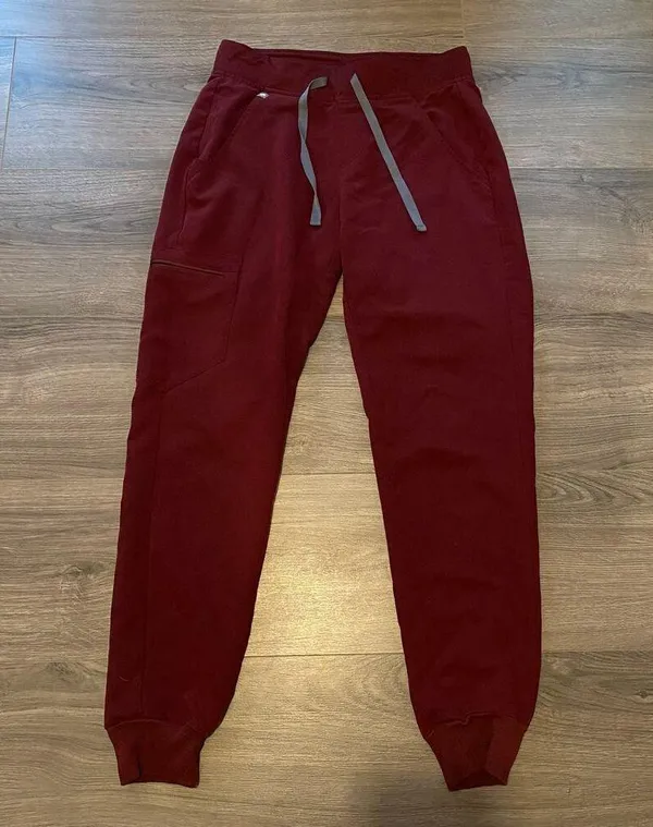 FIGS Women's size XS Zamora Jogger Pants Rafaela Top Burgundy Scrub Set - Image 2