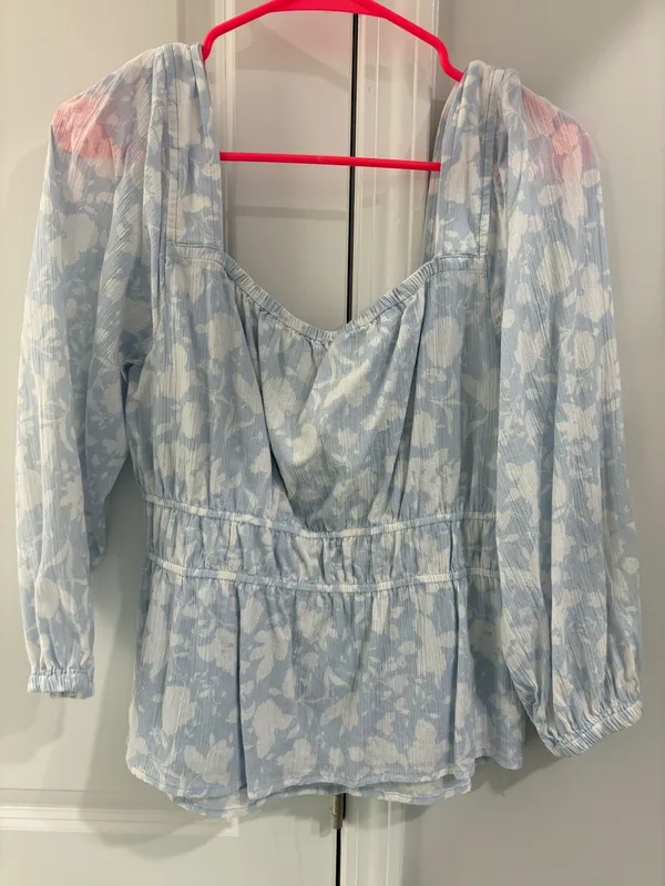 Free Assembly Floral Top Blue Size L - Image 2