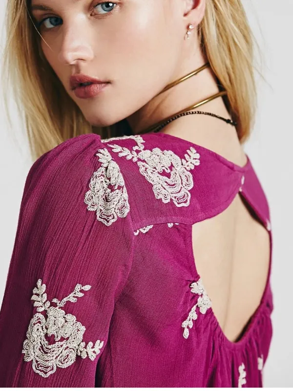 Free People Austin Emma Embroidered Boho Mini Dress Size Med - Image 2