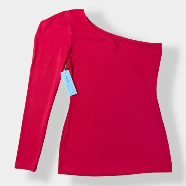 Bisou Bisou‎ NWT Red One Shoulder Top Size Small Going out, Boho - Image 4