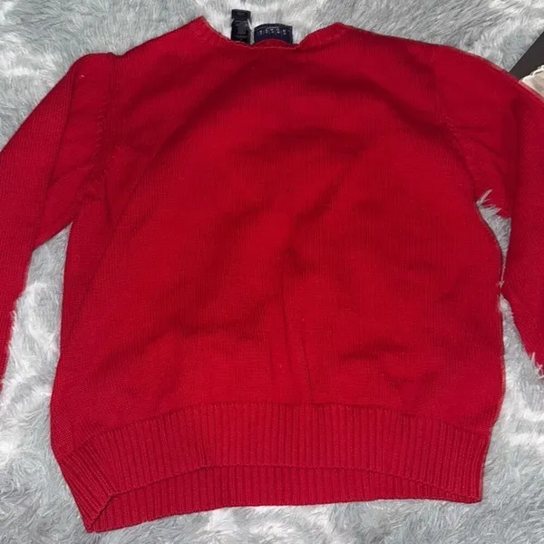 Liz Claiborne red and white snowflake 100% cotton Christmas sweater size‎ large - Image 2