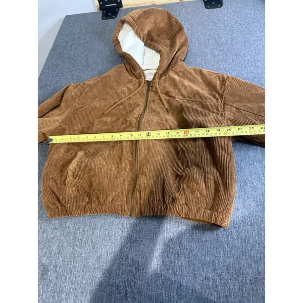 Ashley Sunrise Collection Corduroy Hooded Cropped Zip Sherpa Lined Jacket XL - Image 8