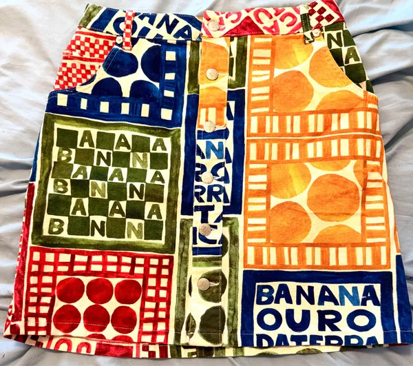 FARM Rio Banana Ouro Patchwork Button-Front Mini Skirt - Image 2
