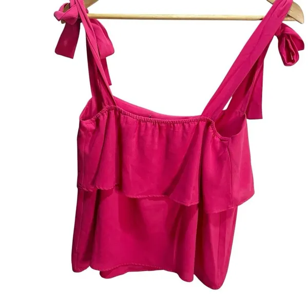 Entro Pink Layered Tank Top S Blouse Tie Straps‎ Girly Flowy - Image 4