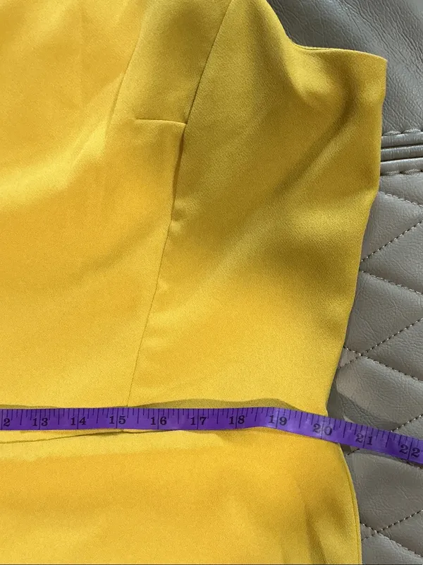 Ann Taylor Mustard Yellow V-Neck Midi Dress with Ruffle Cap Sleeves - Image 8