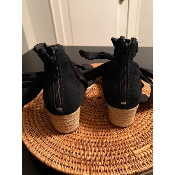 UGG‎ Trina Black Suede Espadrille Wedge Ankle Tie Sandals 1019106 - Image 5
