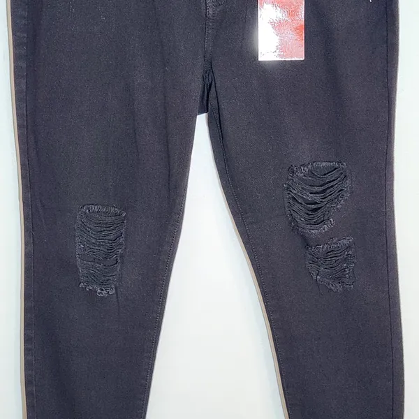 Jennifer Lopez Black Distressed Skinny Ankle Jeans Size 16 NWT - Image 3