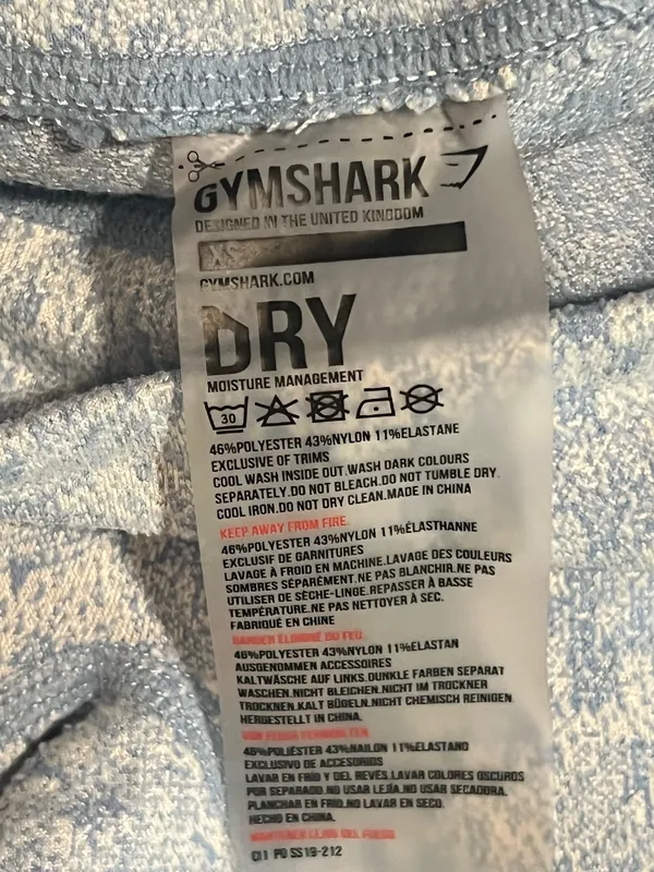 Womens XS Gymshark Fleur Texture Leggings Light Blue Marl High Rise - Image 11