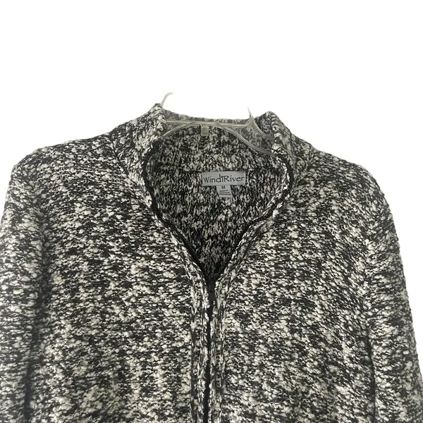 WindiRiver Women's Size Medium Black White‎ Knit Full Zip Cardigan Sweater - Image 3