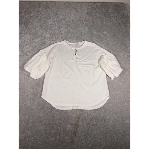 miou muse bubble sleeve blouse nwt ivory small‎ oversized - Image 3