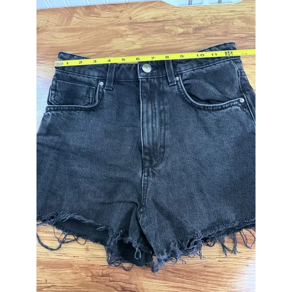 Zara‎ Washed Black High Waisted Distressed Denim Shorts Size 2 - Image 5