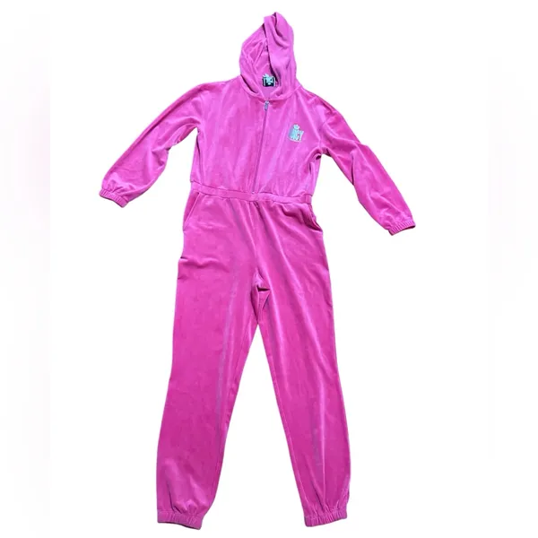 Juicy Couture Zip-up Velour Jumpsuit Hot Pink Y2K Soft Comfort Barbiecore‎ Sz M - Image 10