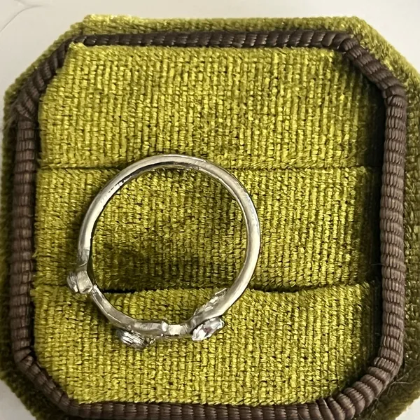 Silver Branch w/ Cubic Zirconia Stainless Steel Statement Band Size 6 - Image 3