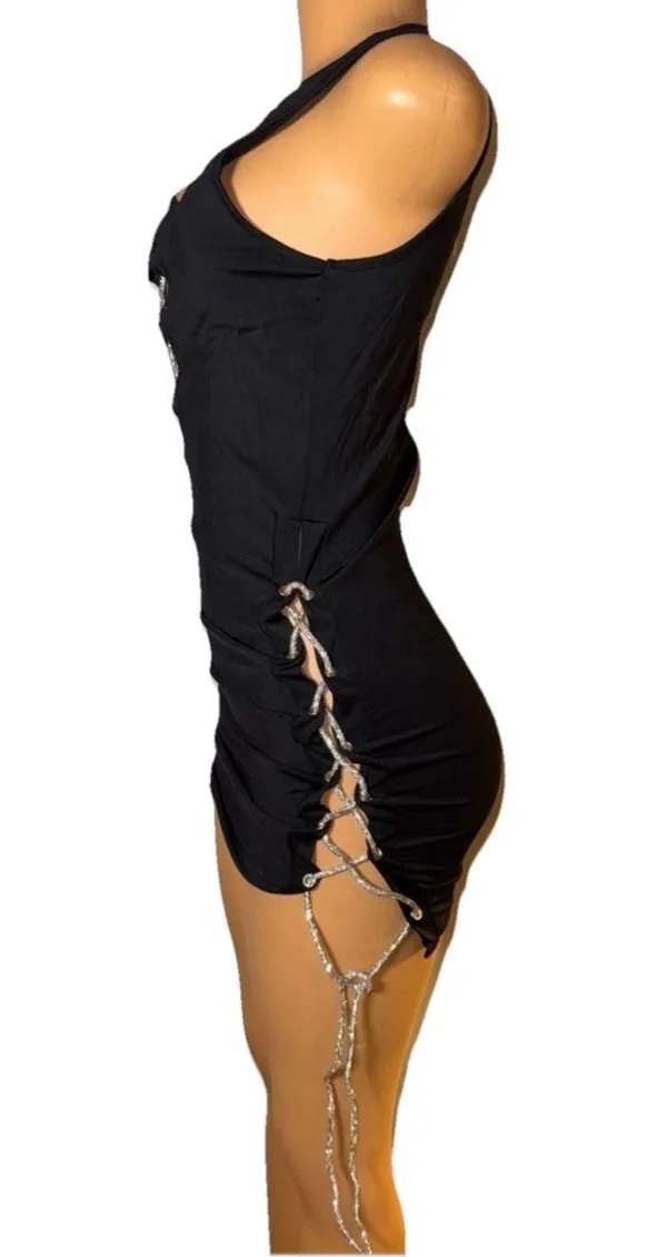 Hot & Delicious Black Rhinestone mini dress - Image 4