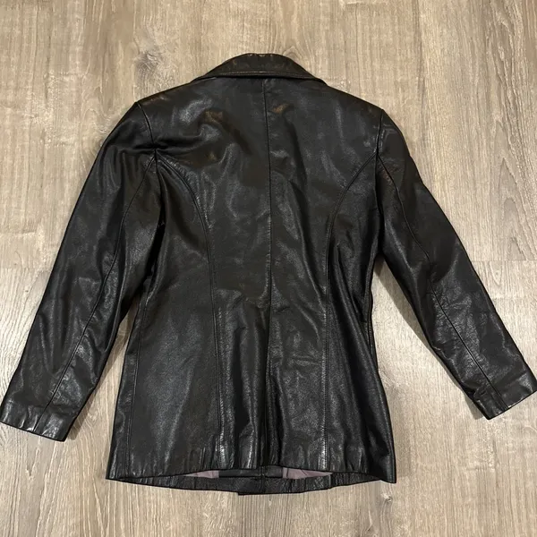 Wilsons Leather Women's Black Three Button Genuine Leather Coat Jacket M Y2k - Image 7