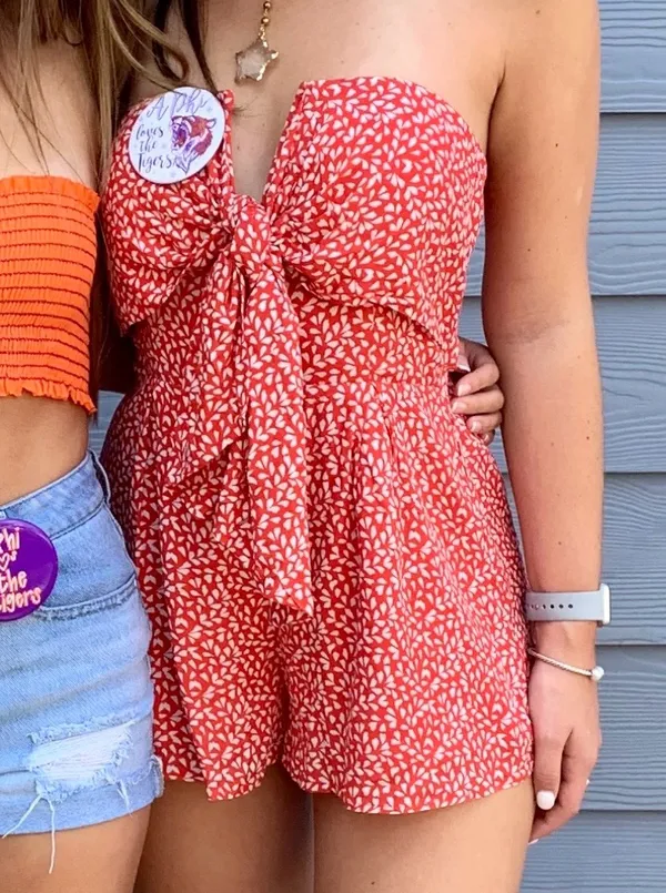 Impeccable Pig Orange and White Romper - Image 3