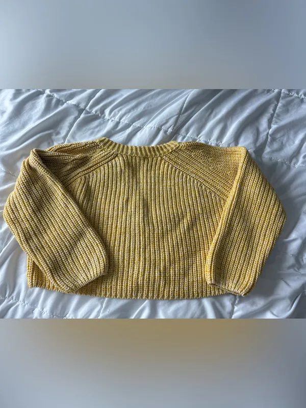 Sadie & Sage Yellow Chunky Knit Button Cardigan Sweater | Small | Cottagecore - Image 5