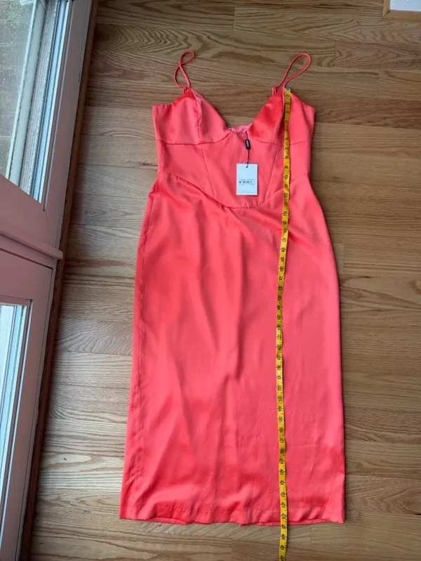 Bardot Ayla Midi Dress Orange Fizz Satin Corset NWT XL US 10 - Image 10