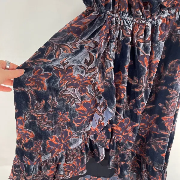 Adelyn Rae Angie Dress One Shoulder Velvet Floral Ruffle Small New With Tags - Image 11