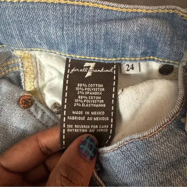7 For All Mankind Gwenevere Ankle Skinny Blue Jeans raw hem size 24 - Image 9