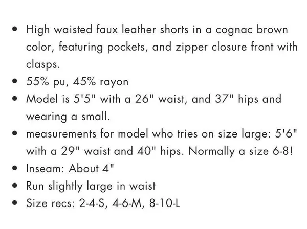 These Three Boutique High Waisted Faux Leather Shorts - Image 5