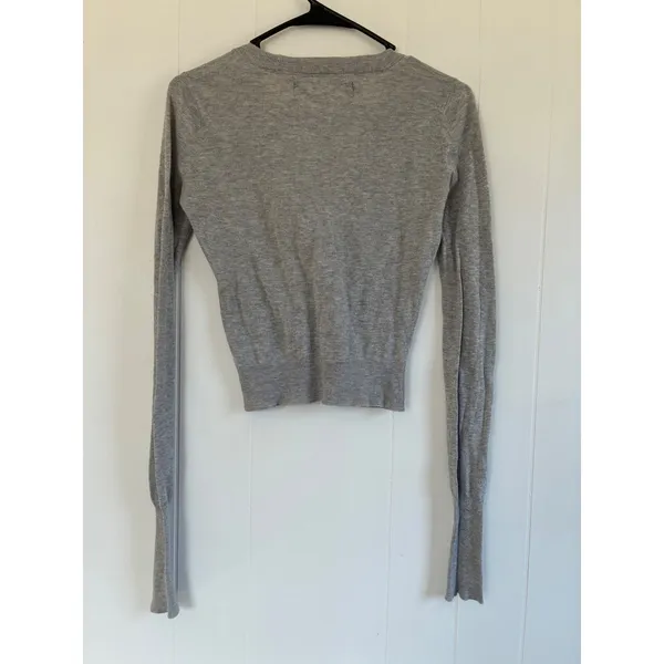 Y2K Abercrombie & Fitch Womens‎ Grey Cotton V-Neck Button Cardigan Sweater Small - Image 2