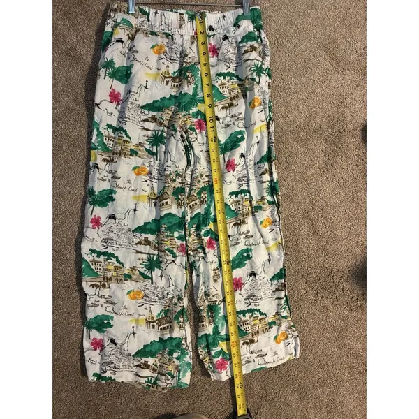 Coastal Linen Wide Leg Capri Pants Cynthia Rowley Amalfi Coast L Euro Summer - Image 4