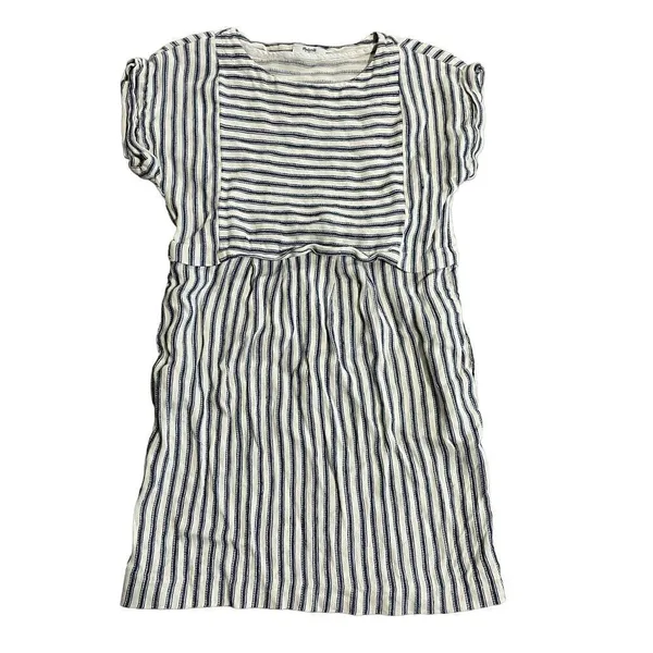 Madewell linen blend blue /‎ off white striped dress sz S - Image 4