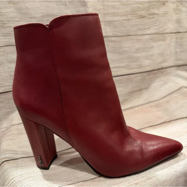 Sam Edelman Raelle Cabernet Red Leather Ankle Boot Size US 7 - Image 3