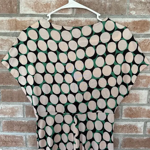 Diane Von Furstenberg DVF Natalie Shift V Neck Dress 100% Silk Green Pink Size 4 - Image 8