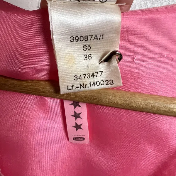 Vintage Pink Lace Trim Ruffle Flounce Hem Belted Midi Dress S - Image 11