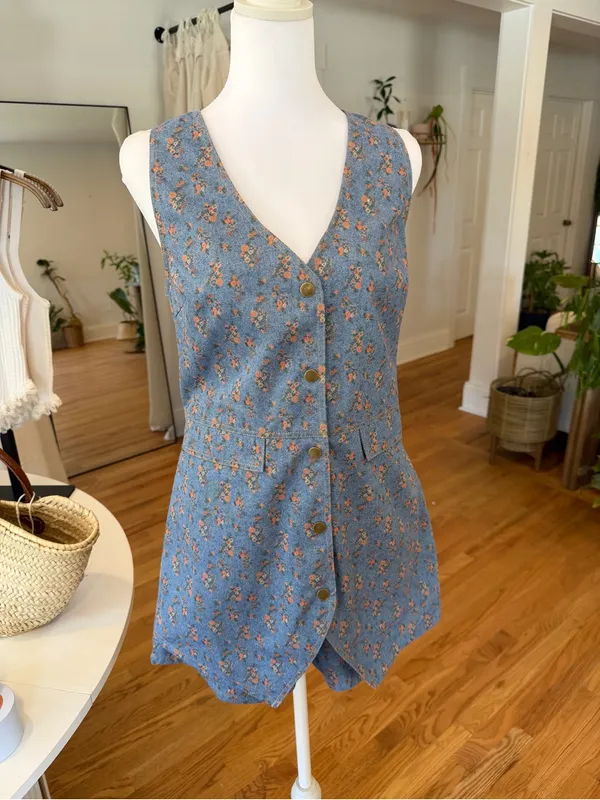 Floral denim romper - Image 2