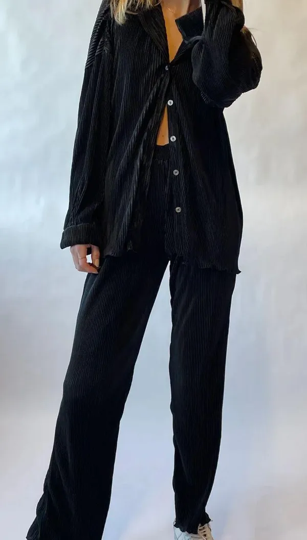Black Ribbed Pant Set - Image 5