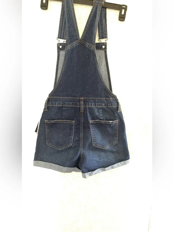 Celebrity Pink Dark Blue Denim Short Overalls - Image 2