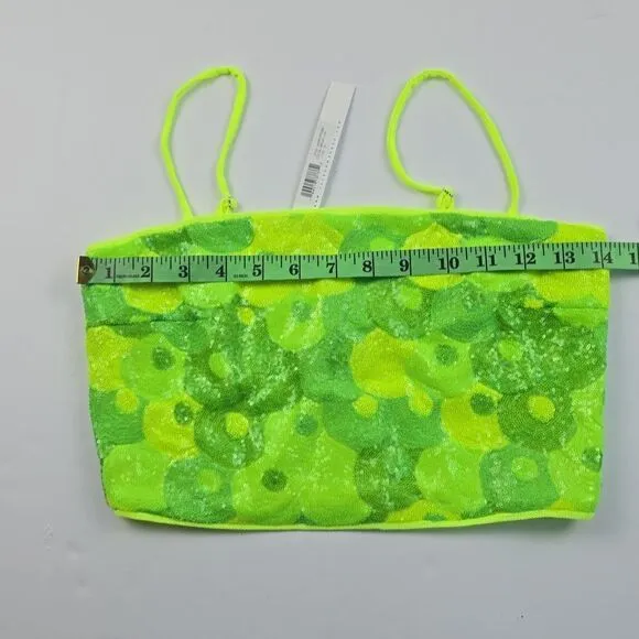 Susana Monaco -1608 NWT Women's Sequin Crop Top Bright Lime Green XS‎ - Image 6