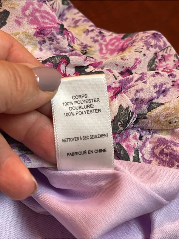 ASTR The Label Floral Ruched Puff Sleeve Mini Dress Purple Sz L Fairy Whimsical - Image 9