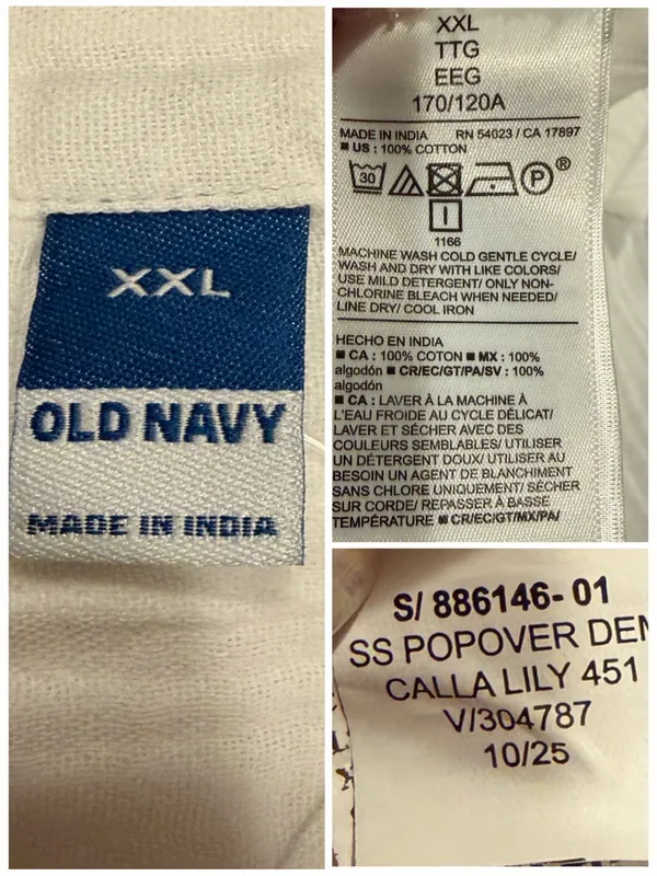 Old Navy Popover Blouse Size XXL White Cotton Gauze Short Sleeve NWT V-Neck - Image 9