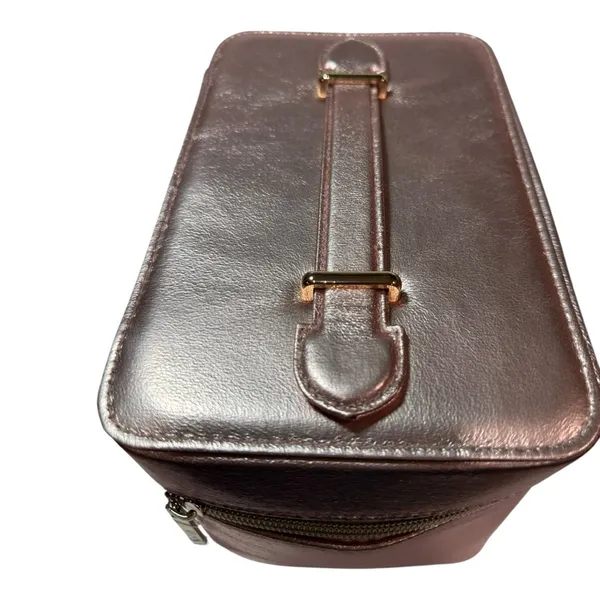 Lancôme Metallic Rose Gold Cosmetic Train Case | NWOT | Large Vanity Organizer - Image 6