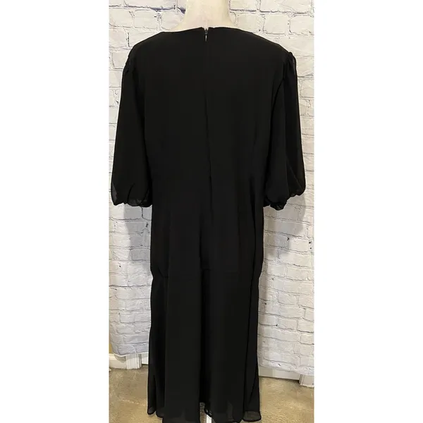 Chelsea28 Forget Me Not Gathered Waist Black Short Sleeve Dress Size XXL - Image 5
