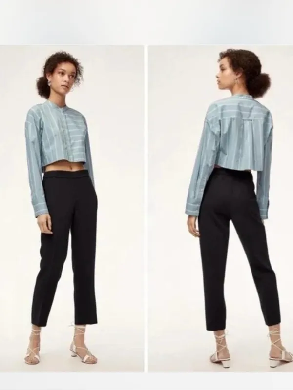 Wilfred Aritzia Black Darontal Crepe Cropped Trousers - Image 7