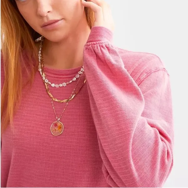We the Free People Soul Sing Oversized Pink Long Sleeve Tee/Top Size XS - Image 12